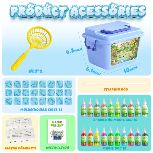Magic Water Elf Toy Kit,Aqua Fairy Water Gel Kit with 20 Magic Gels, 12 Sea forest Creature Molds,Art & Crafts DIY STEM for Kids - Image 2