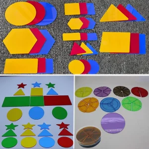Montessori Math Didactic Materials Kids Translucent Geometric Shape Fraction Learn Tool Kindergarten Educational Pedagogical Toy