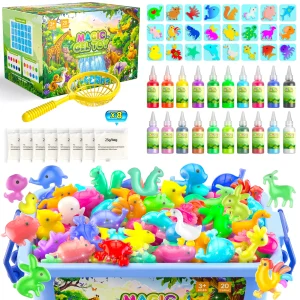 Magic Water Elf Toy Kit,Aqua Fairy Water Gel Kit with 20 Magic Gels, 12 Sea forest Creature Molds,Art & Crafts DIY STEM for Kids