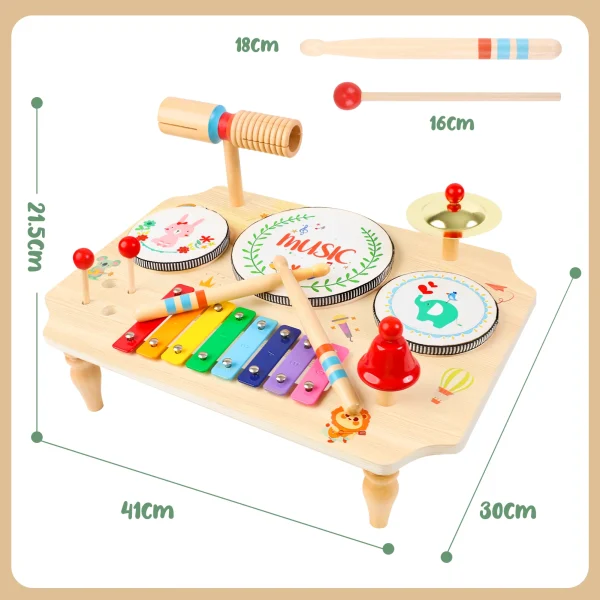 Children's Drum Kit, Multi-in-1 Musical Instruments Children From 1 2 3 Years With Xylophone, Montessori Baby Toy, Children's To - Image 2