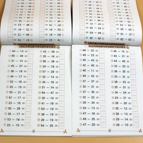 10/50/100 Mathematics Textbook Addition Subtraction Card Teaching for Kids Children Kindergarten Early Education Exercise Book - Image 2
