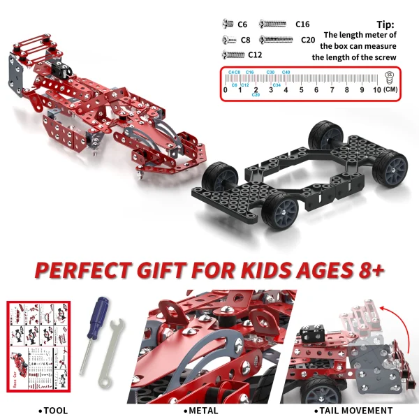Alloy Metal Model Racing Car Set for Kid 6+ Years Old,STEM Project,Assembly Educational Building Block, Birthday Christmas Gift - Image 5